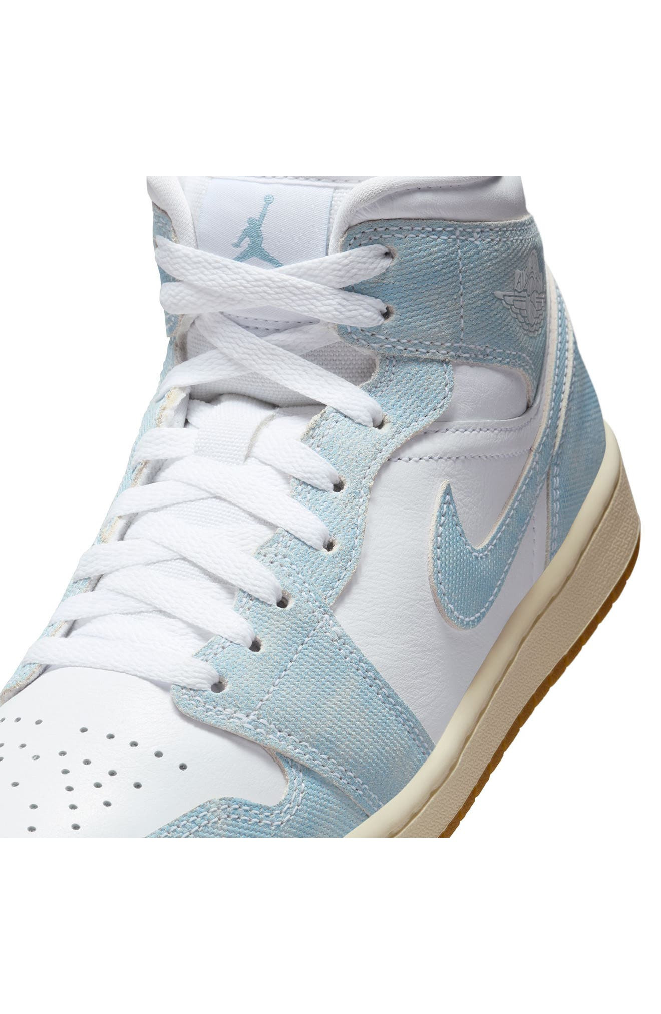 Air Jordan 1 Mid SE Velvet Basketball Sneaker in 100 White/wrnblu at Nordstrom - 8