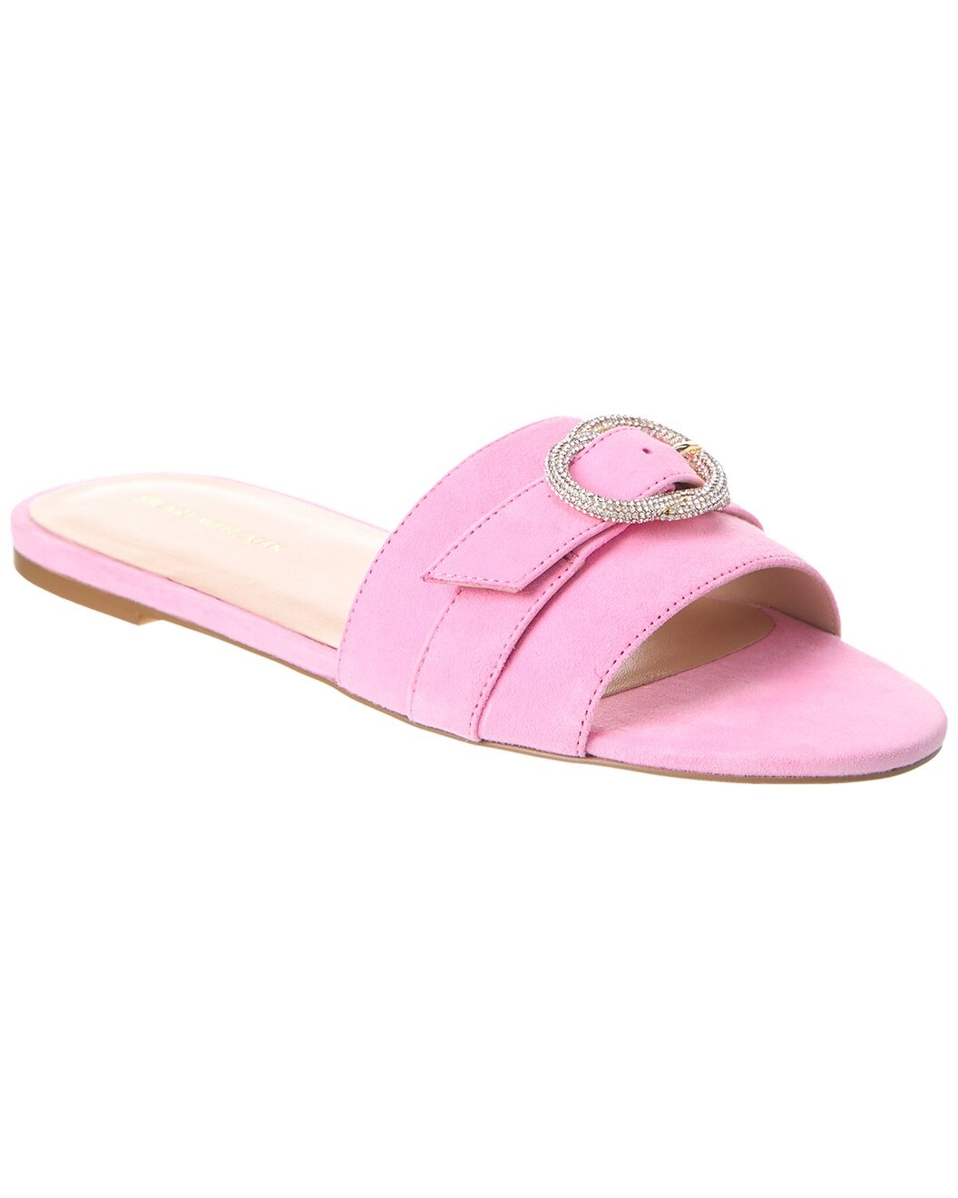 Stuart Weitzman Crystal Buckle Suede Slide - 1