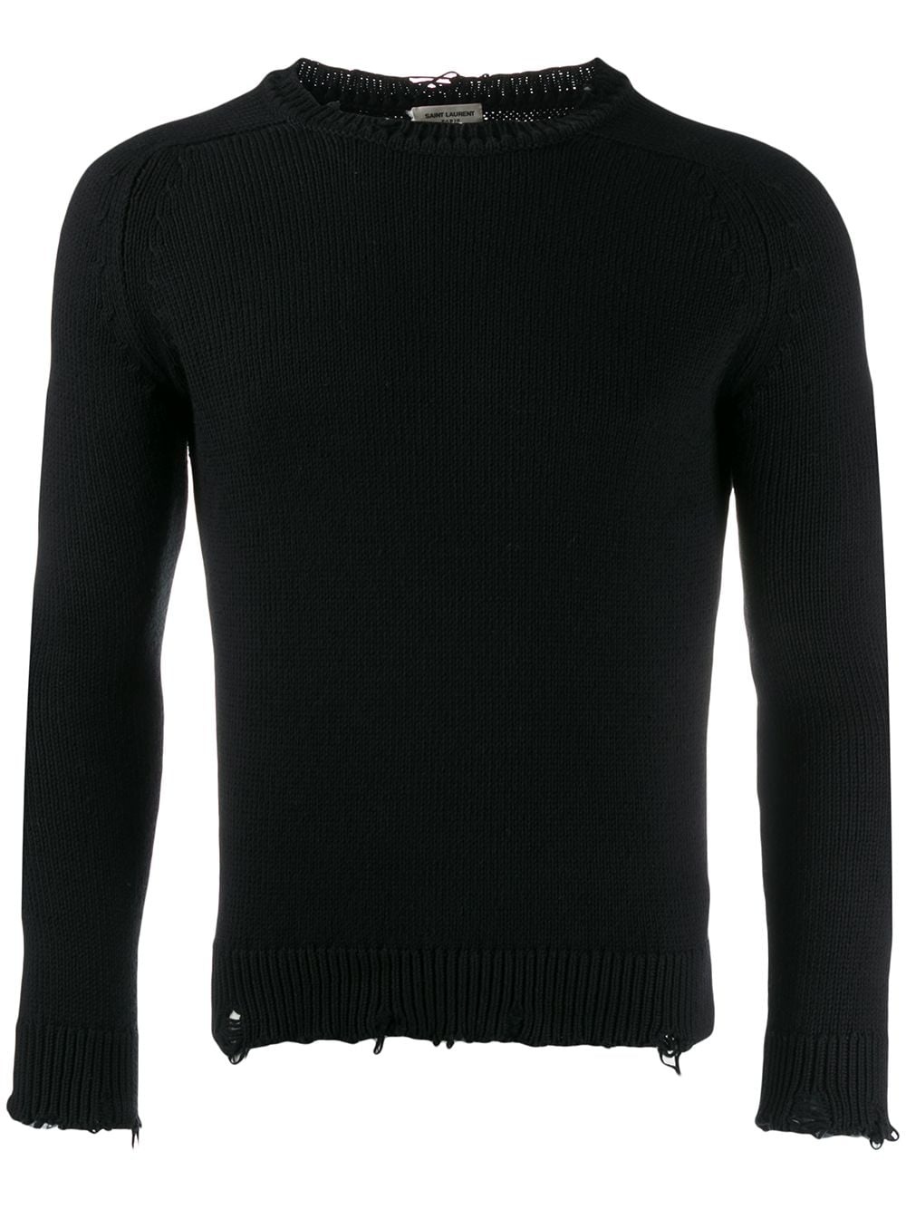 distressed-effect crew neck jumper - 1