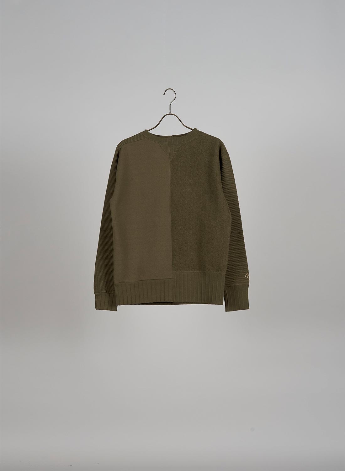 Nigel Cabourn Army Crew Jersey Mix in Green | REVERSIBLE