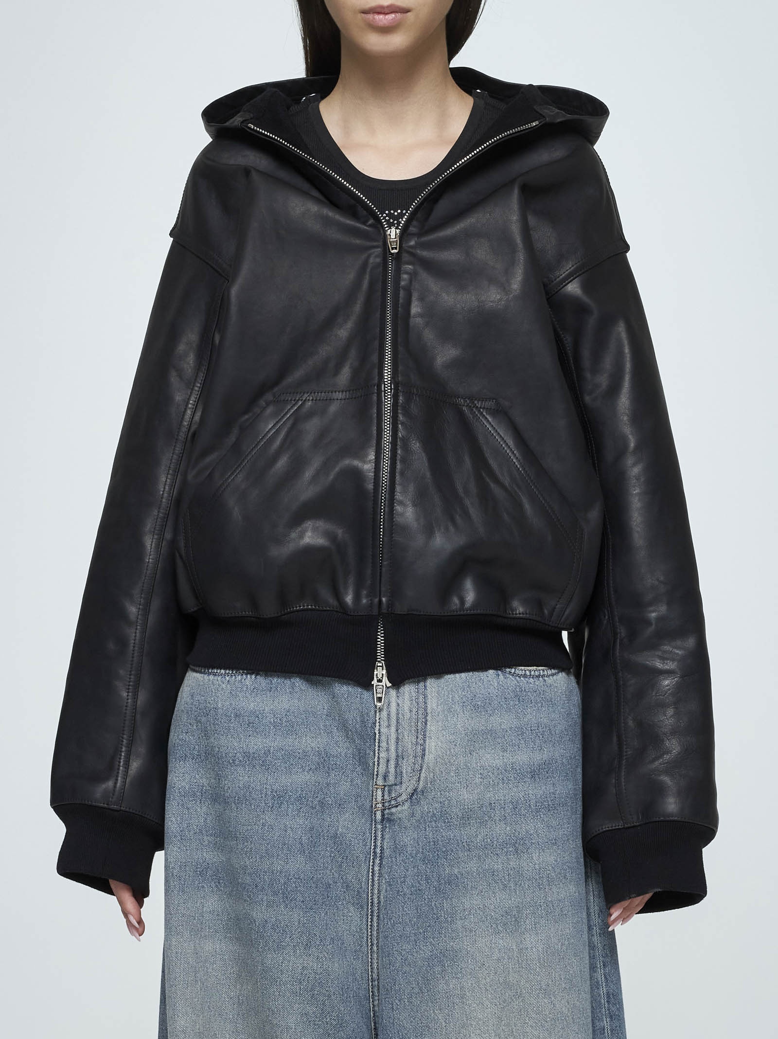 BALENCIAGA Leather zip-up hoodie | danielloboutique | REVERSIBLE