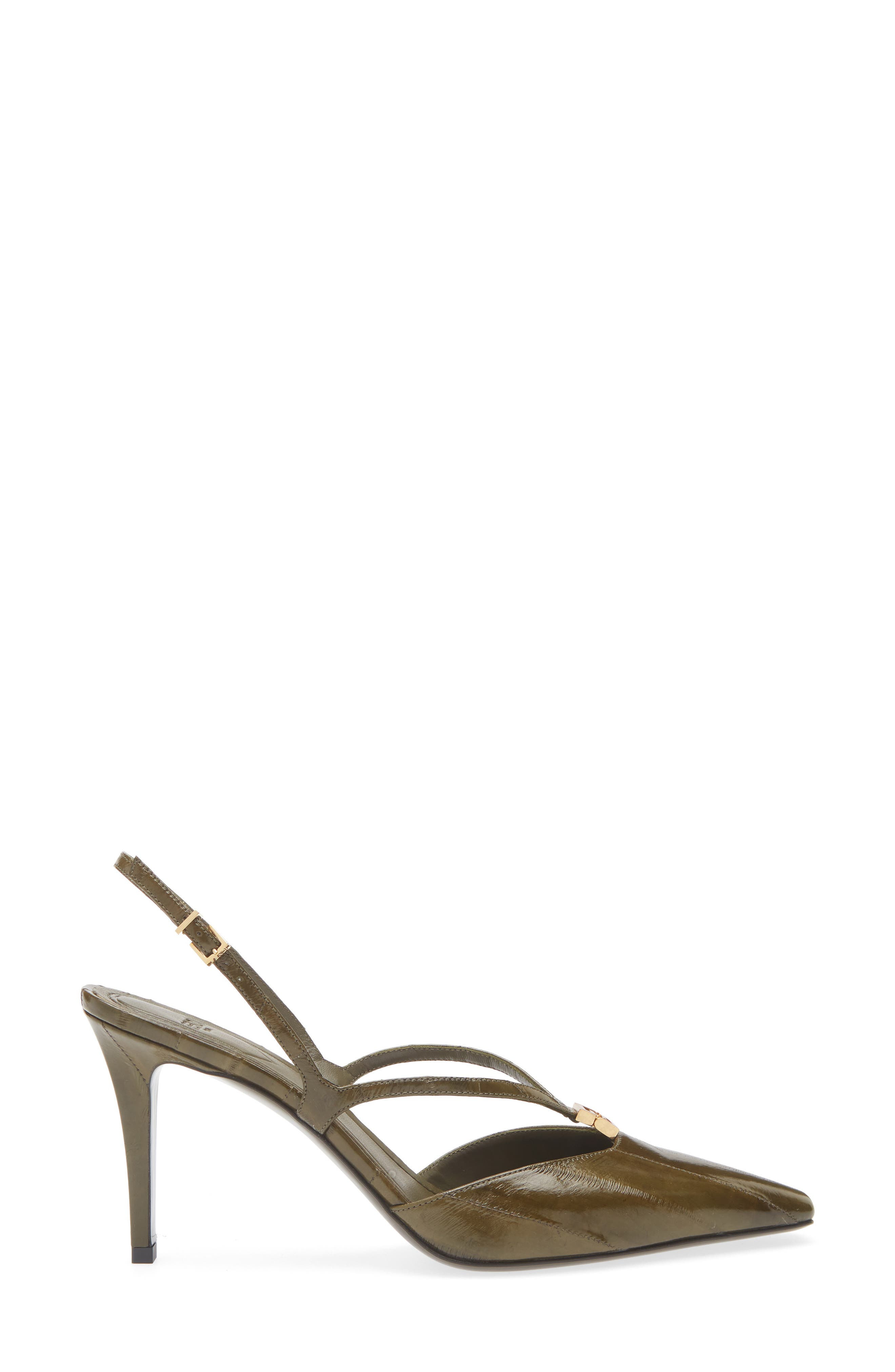 Fendi FFold Genuine Eel Pump in Olive at Nordstrom - 3