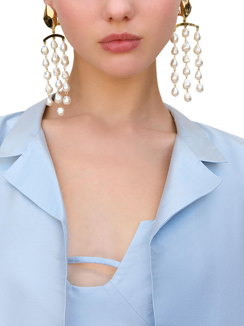 Women's Shivani Imitation Pearl & Goldtone Chandelier Earrings - Gold 3
