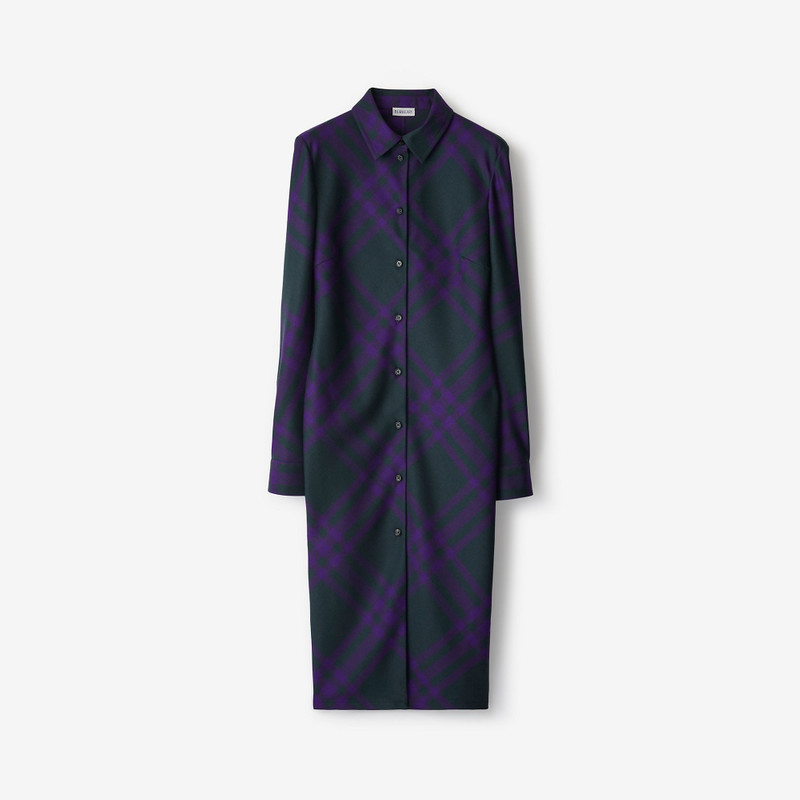Check Wool Shirt Dress - 1