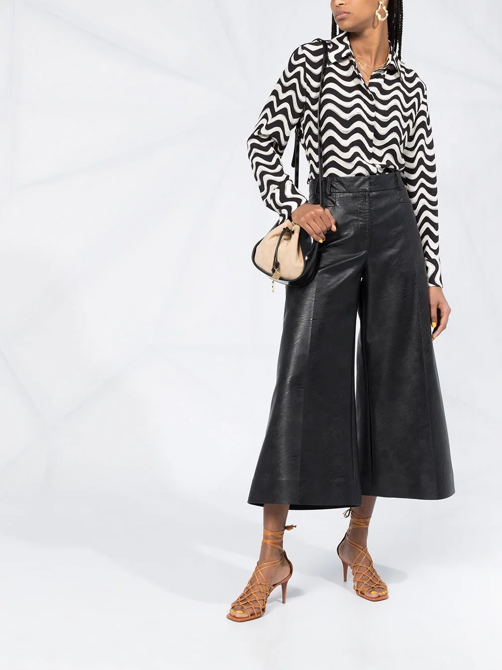 faux-leather wide-leg trousers - 2