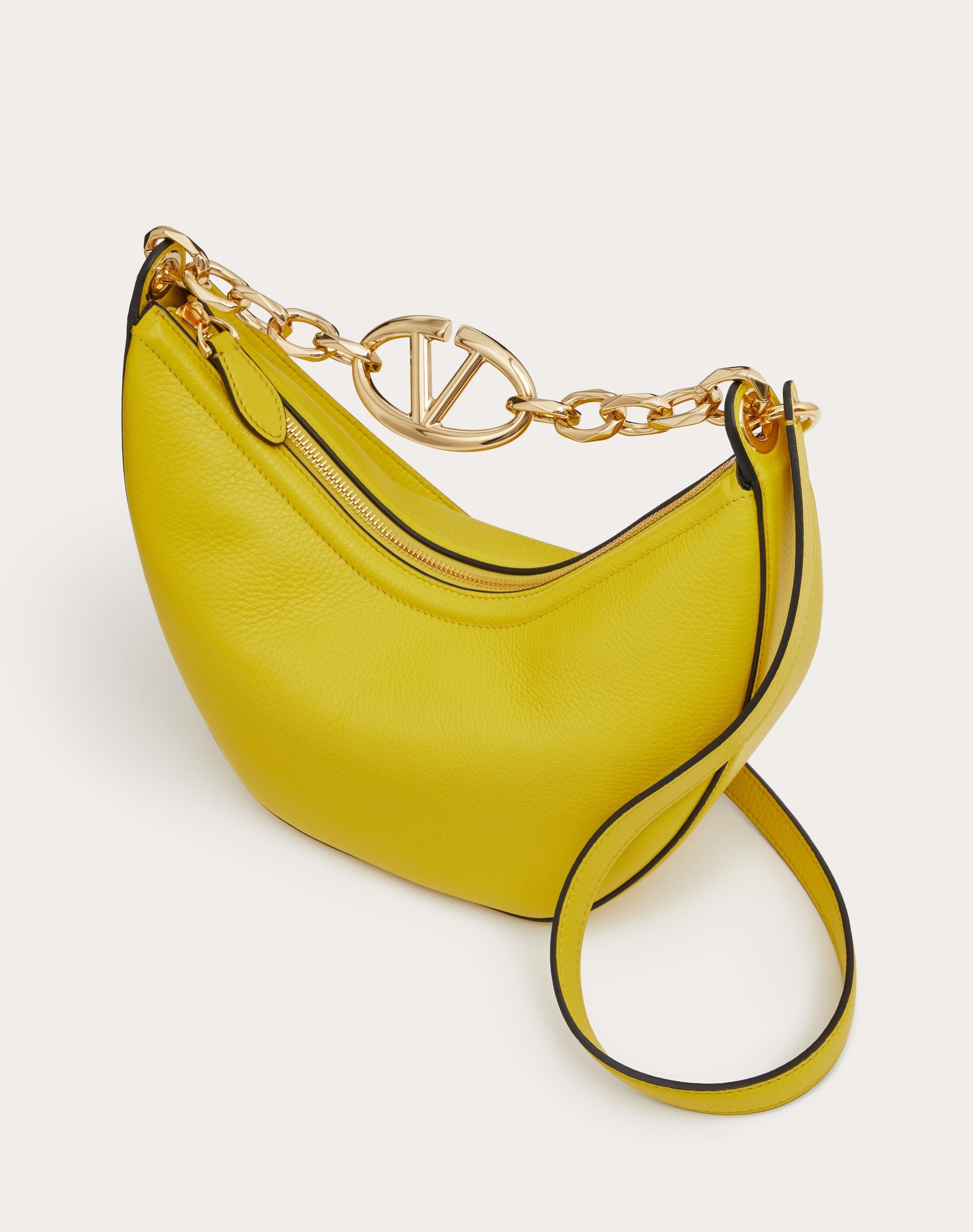 SMALL VLOGO MOON HOBO BAG IN GRAINY CALFSKIN WITH CHAIN - 5