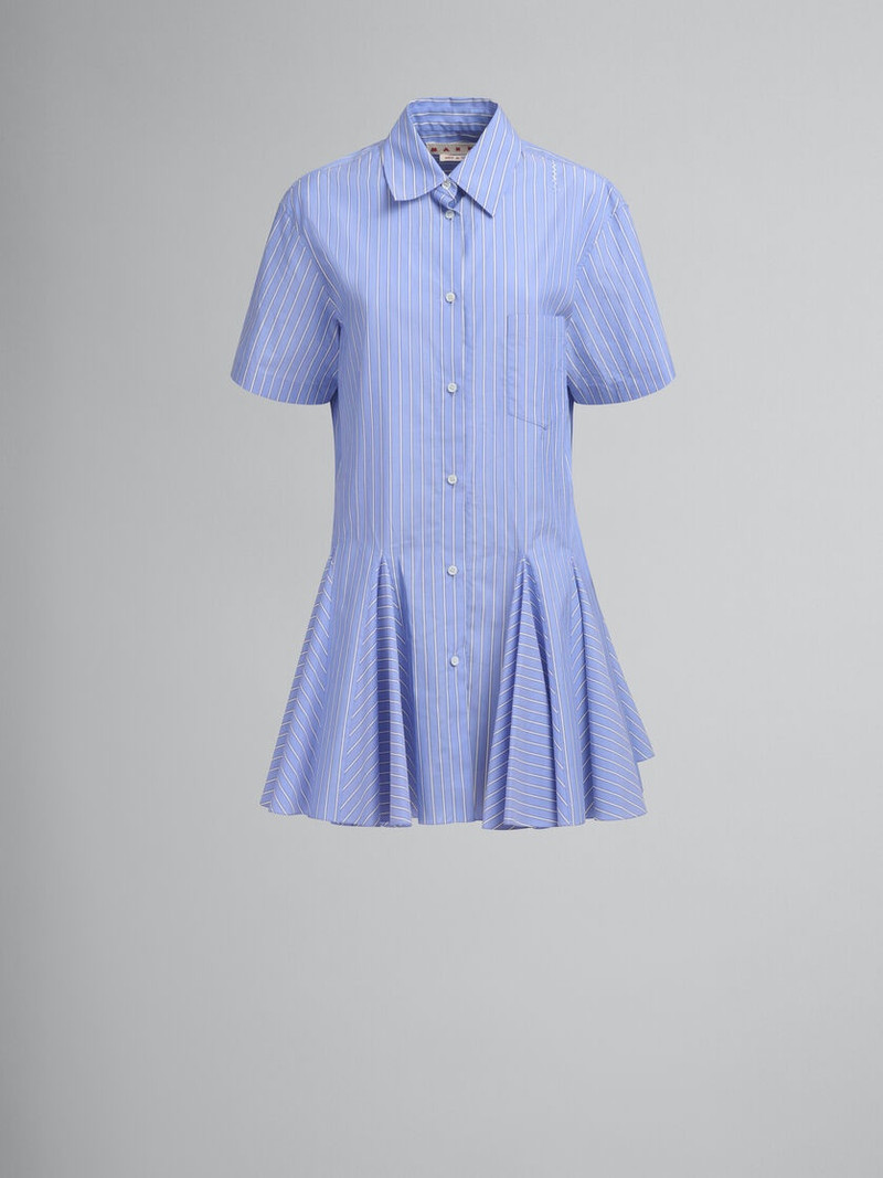 BLUE COTTON POPLIN STRIPED SHIRT DRESS - 1