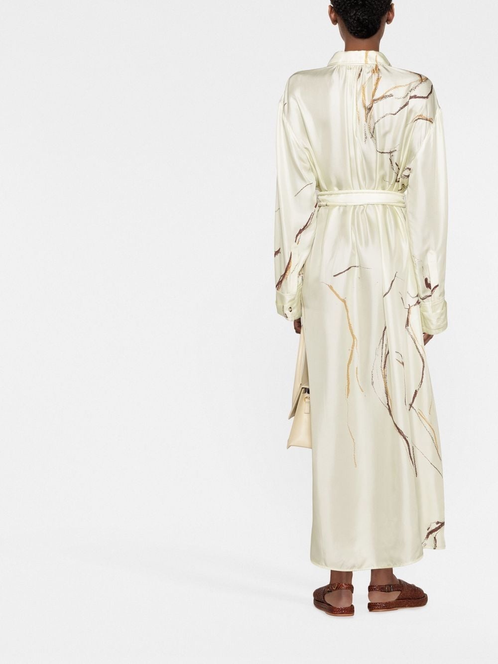 abstract-print silk shirt dress - 3