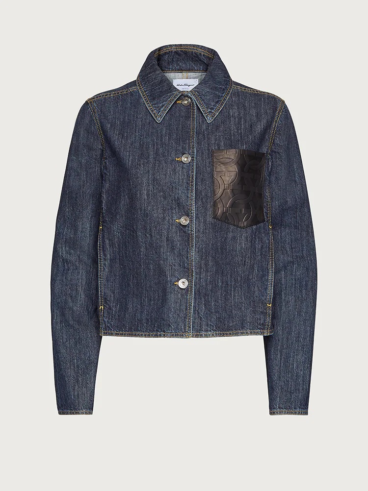 DENIM JACKET WITH NAPPA PATCH POCKET - 1