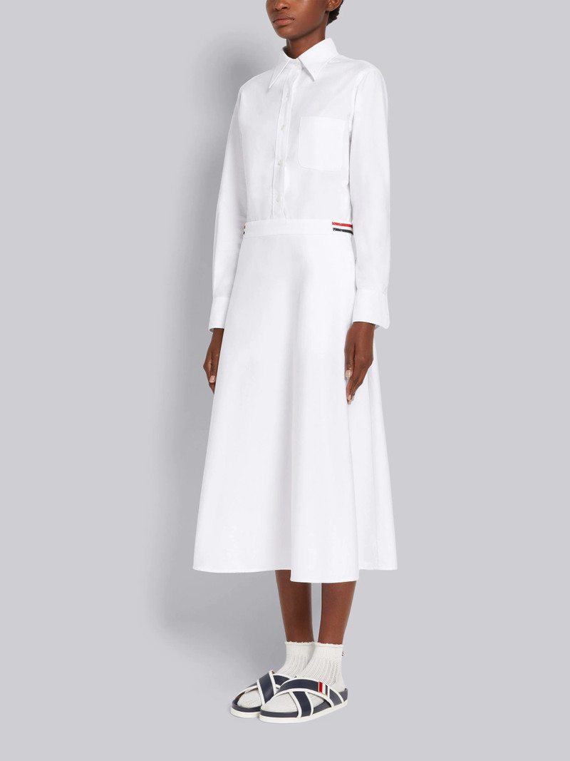 Thom Browne White Oxford High Waisted A-Line Below The Knee Shirtdress outlook