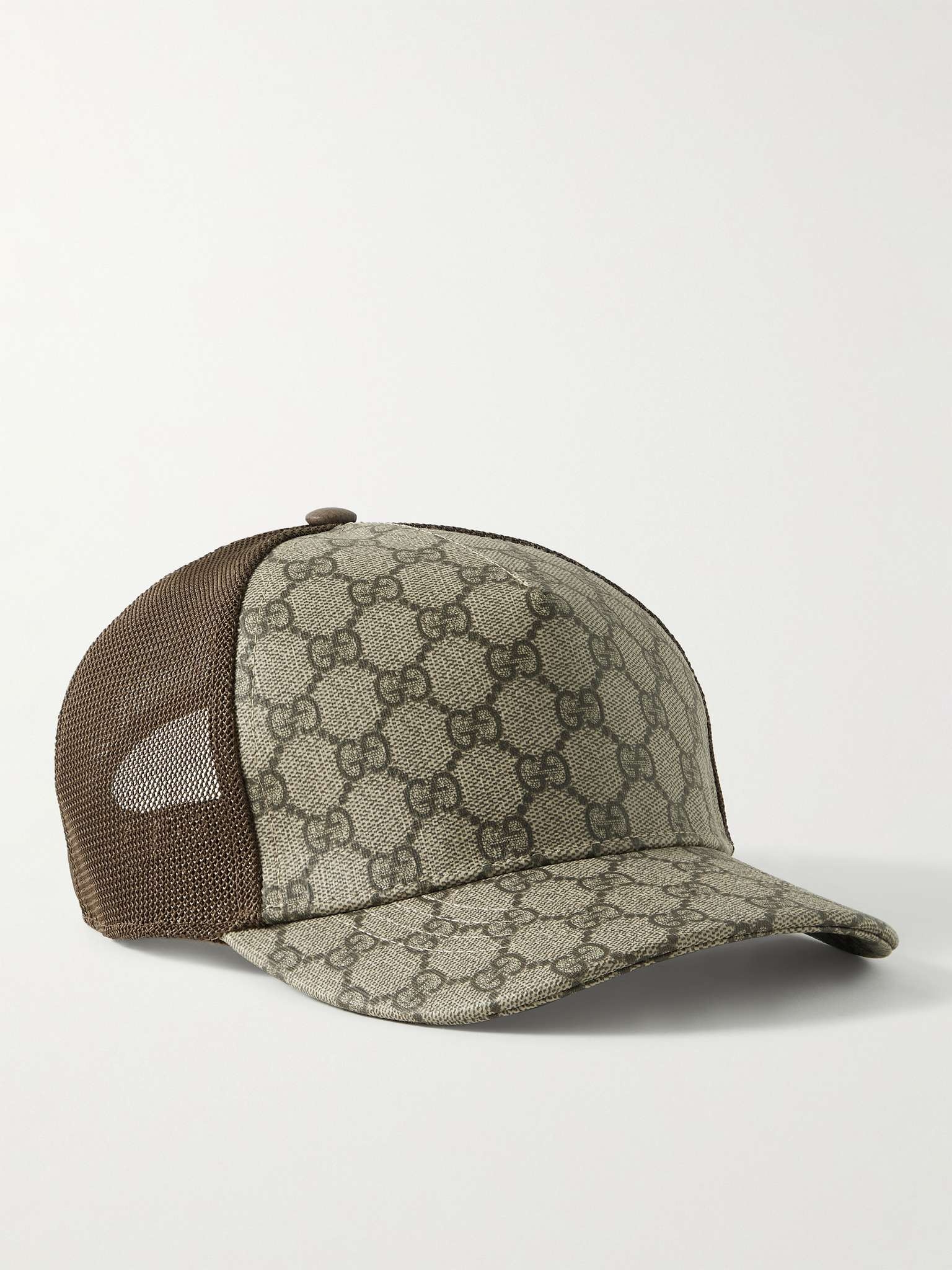 Monogrammed Coated-Canvas and Mesh Baseball Cap - 1