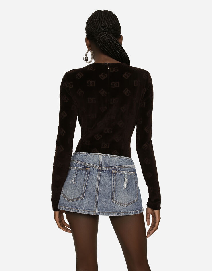 Denim mini skirt with rips - 5