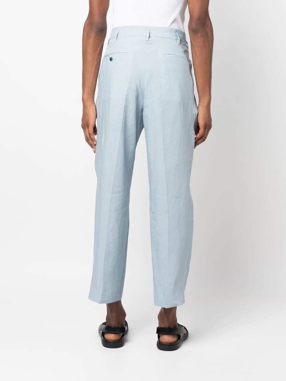 tapered-leg linen trousers - 4