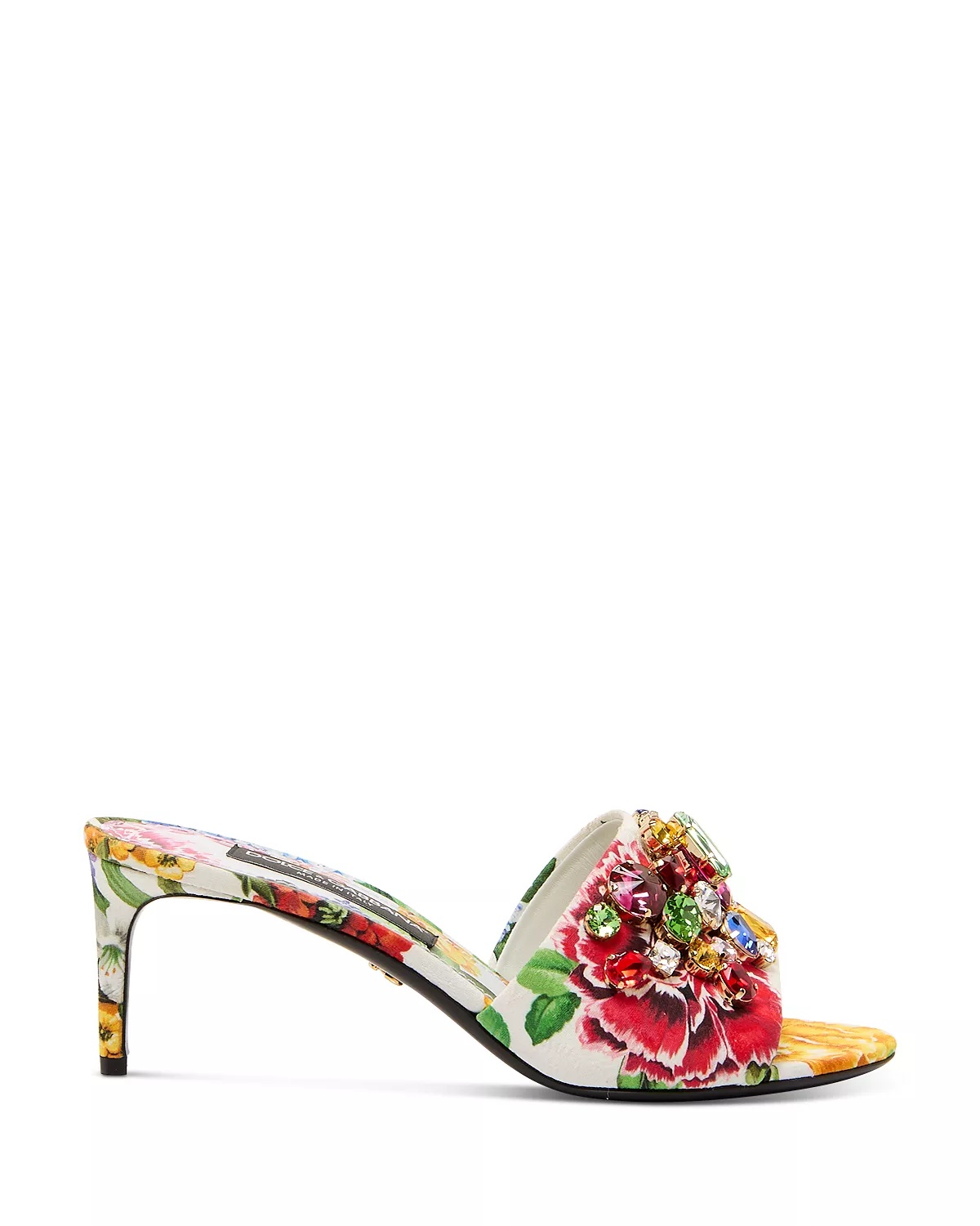 Women's Crystal Embellished Flower Print High Heel Sandals - 3