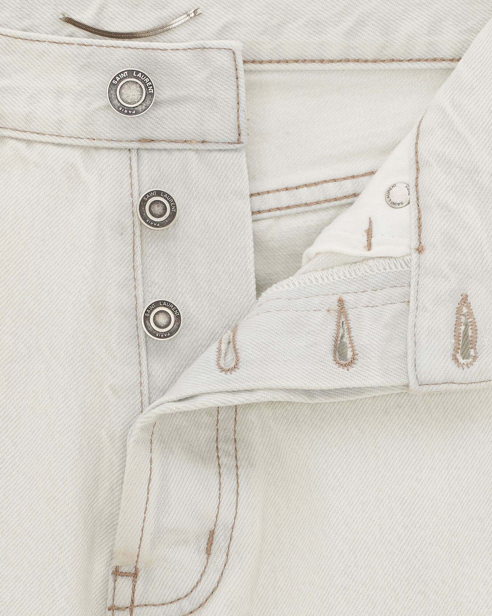 relaxed-fit shorts in grey bleach white denim - 3