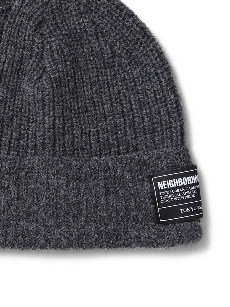 NEIGHBORHOOD ribbed logo-patch beanie hat outlook