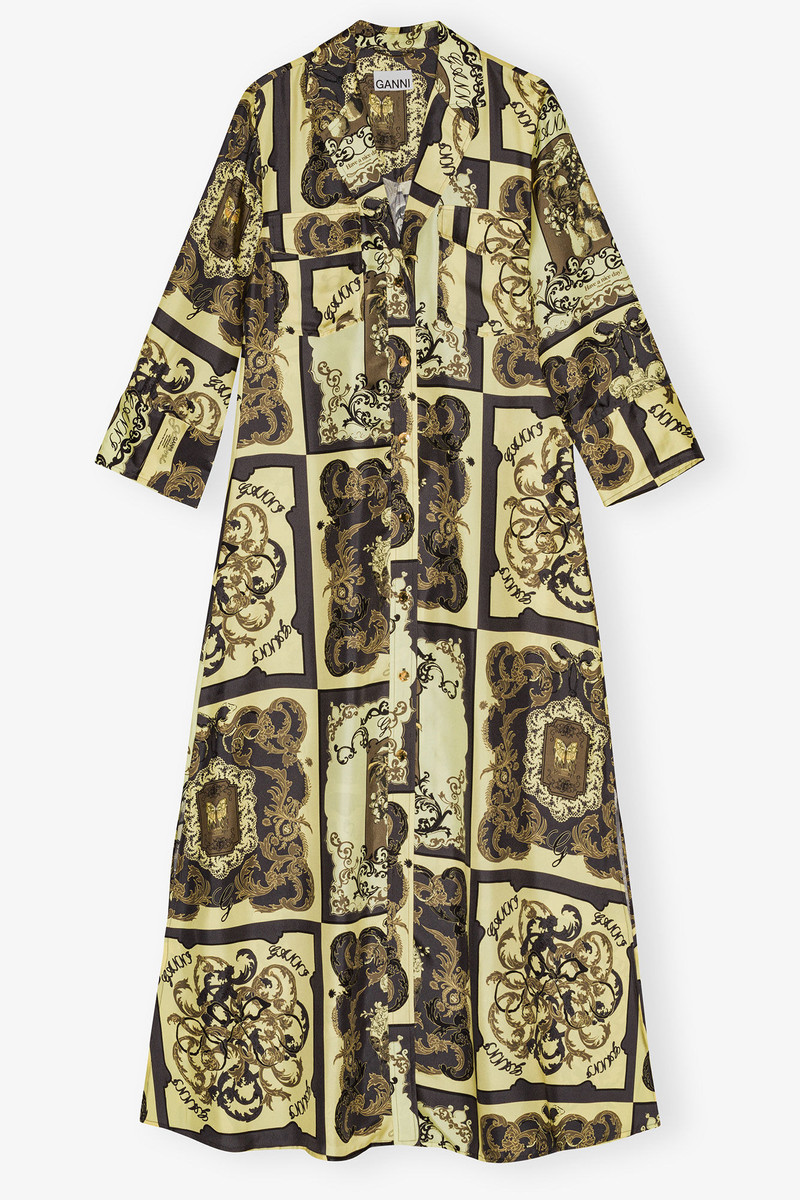 YELLOW PRINTED SILK MAXI DRESS 7