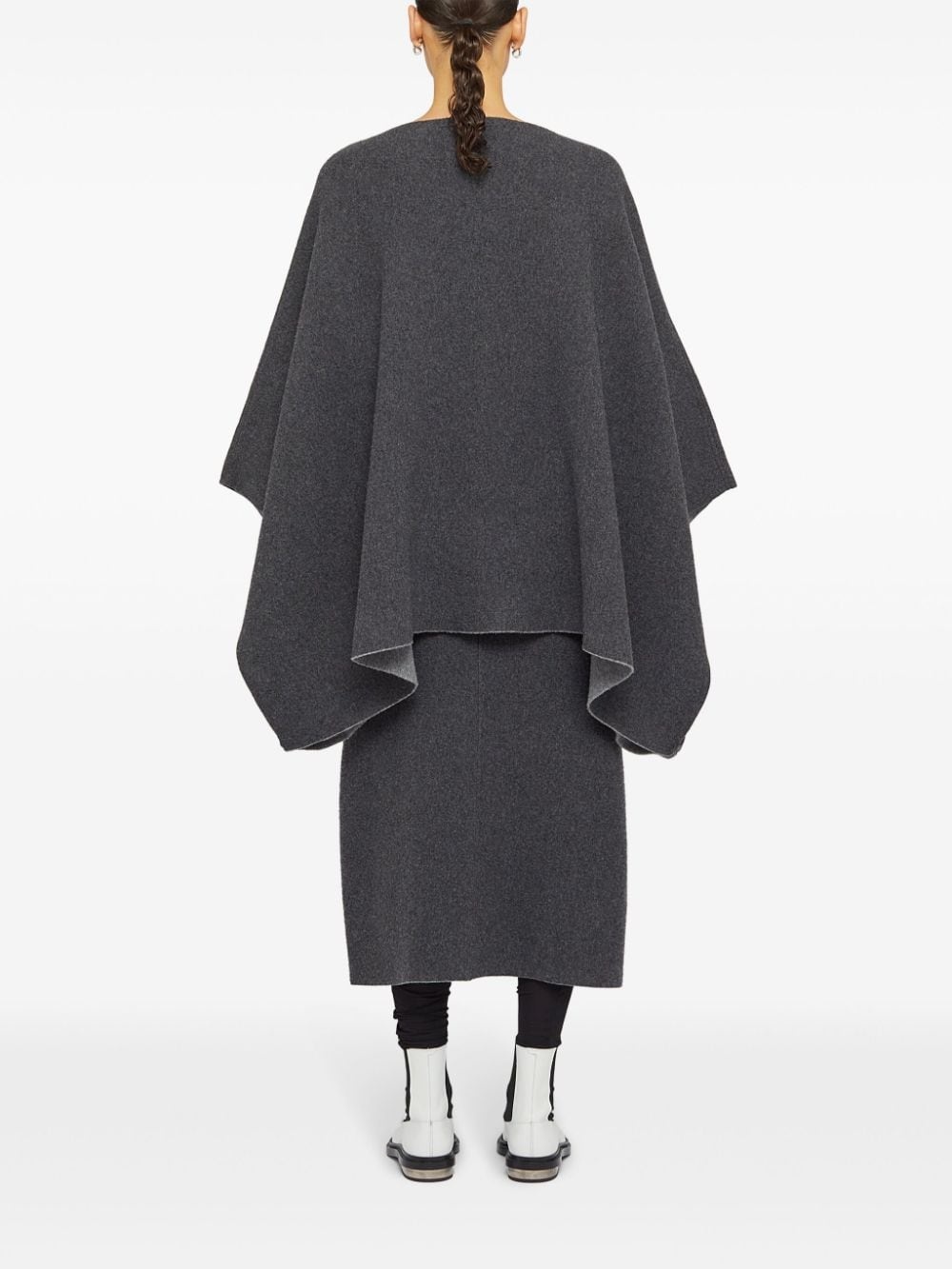 boat-neck wool-blend cape - 5