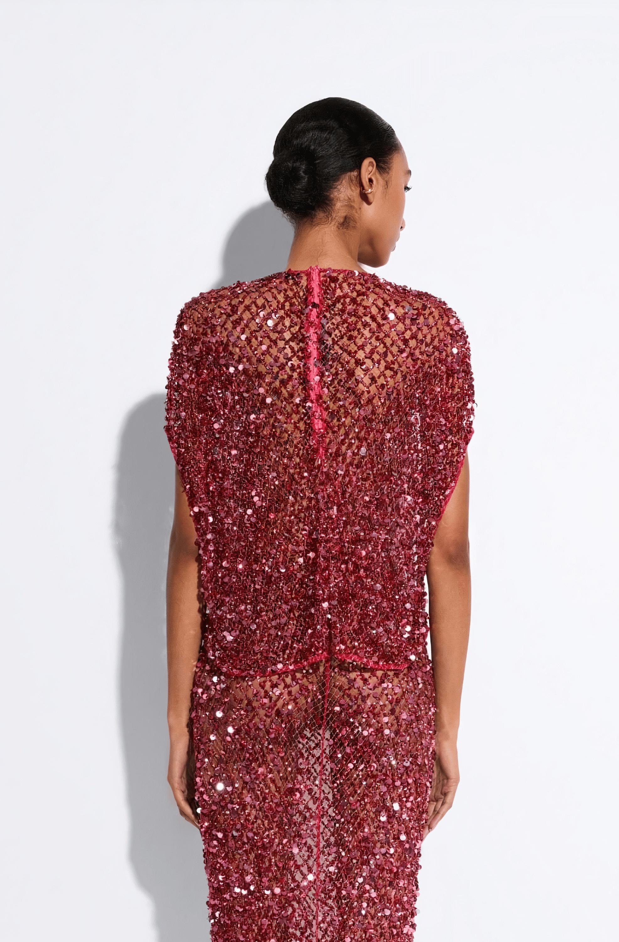 Net Mesh Sequin Cape Tee - 3