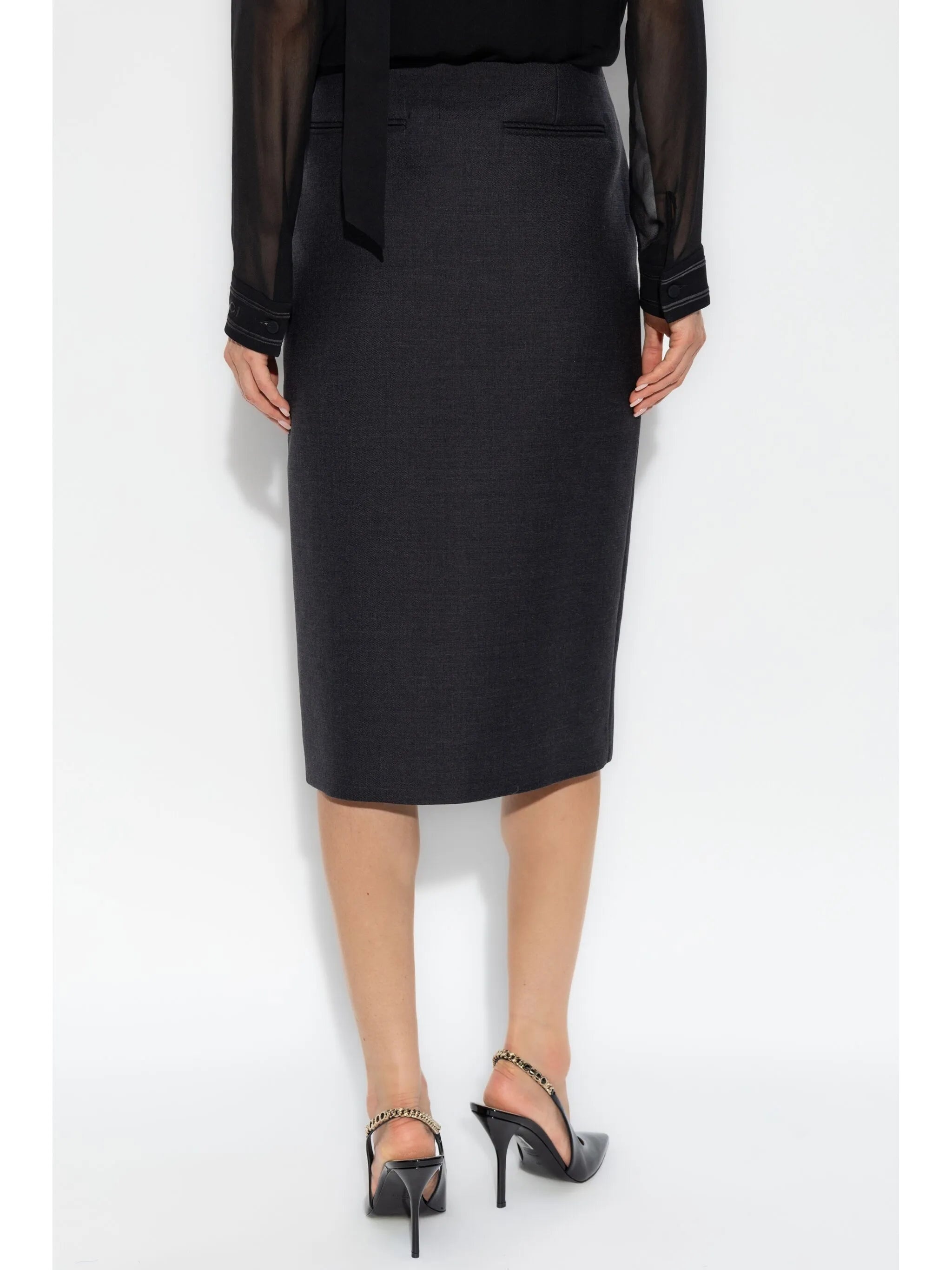 Slit-detail Pencil Skirt - 4