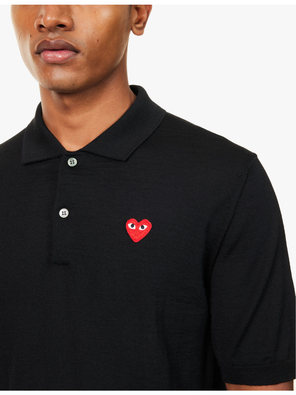 Logo-patch short-sleeve wool polo shirt - 5