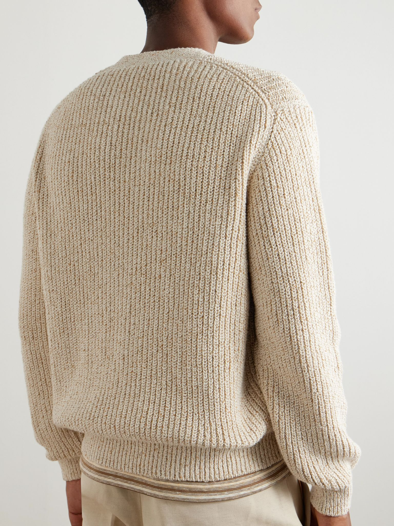 Meina Ribbed Cotton Cardigan Ivory - 4