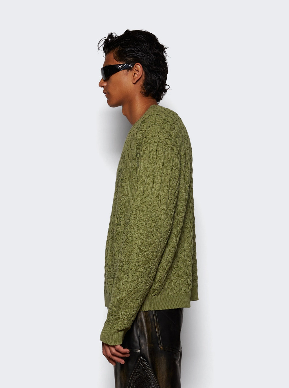 Lagoon Cable Knit Sweater Olive - 3