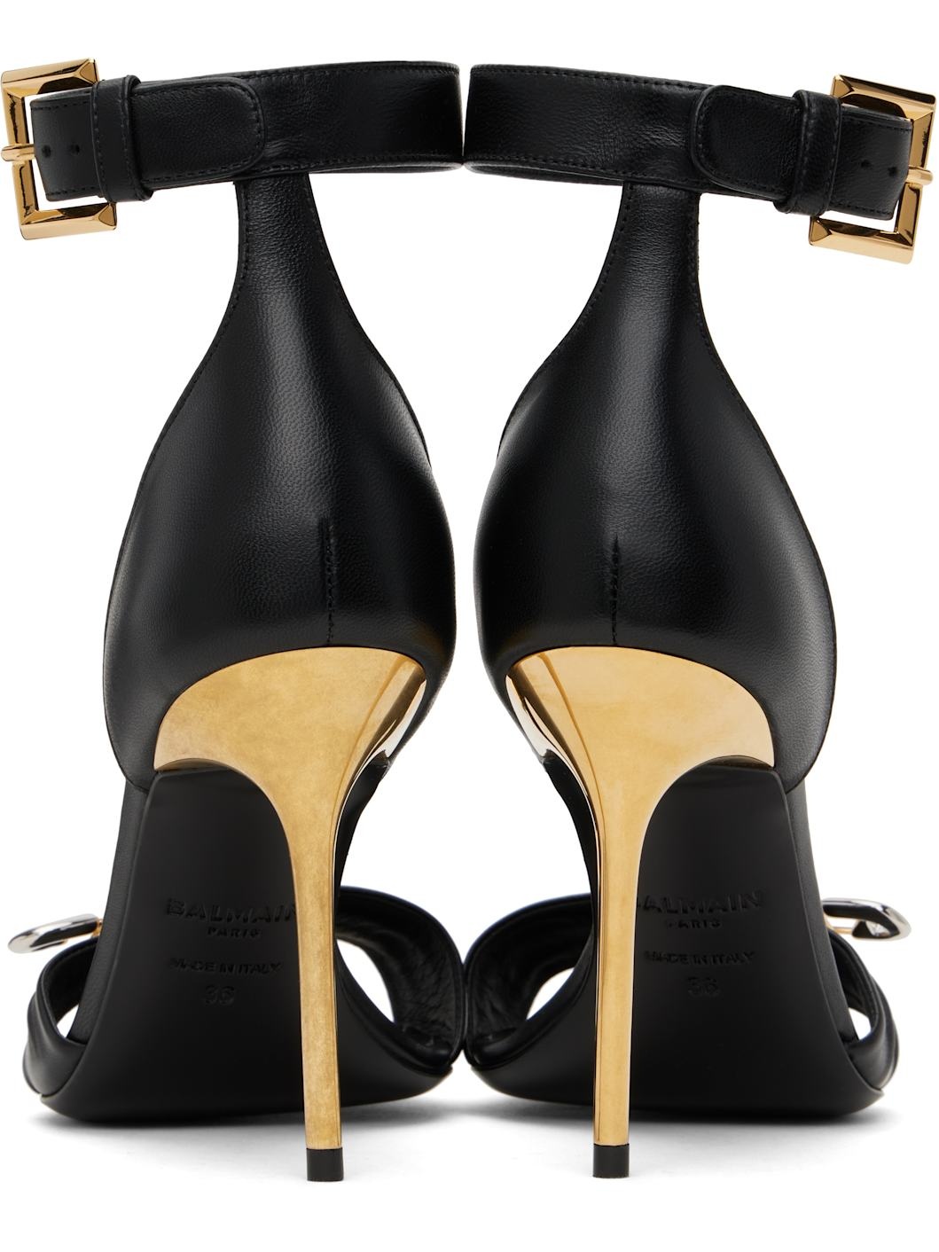Black Safety-Pin Lambskin Sandals - 2