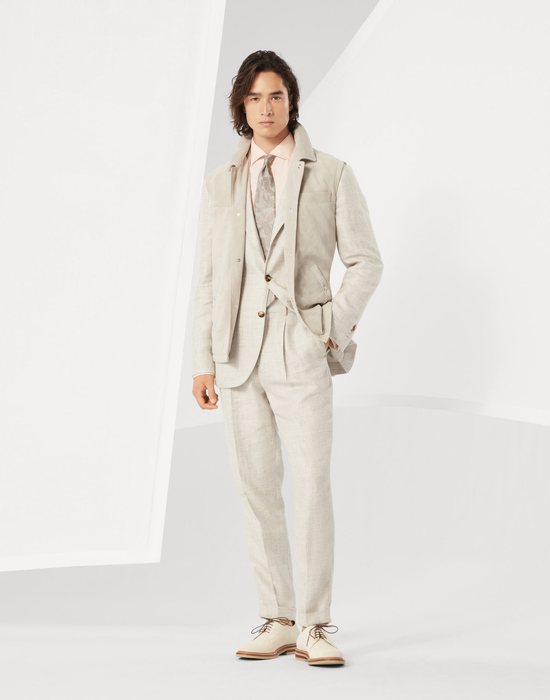 Linen, wool and silk diagonal deconstructed Cavallo blazer 5