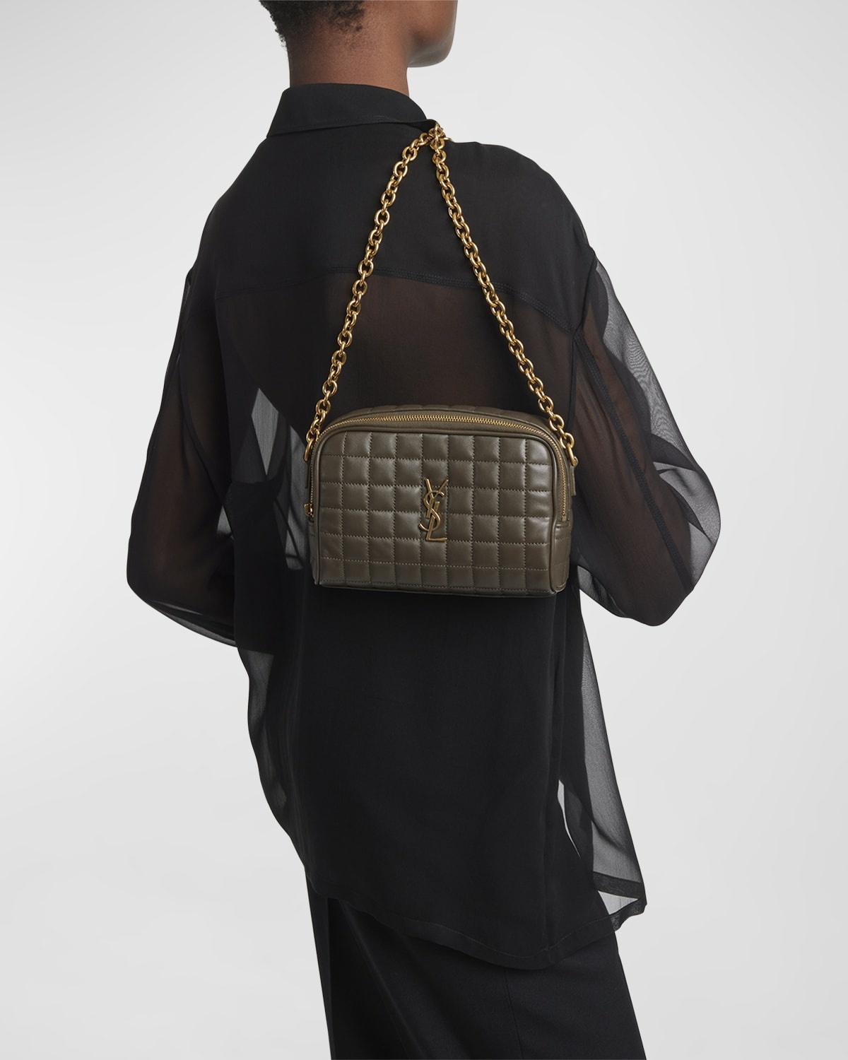 Cassandre Mini YSL Camera Bag in Quilted Smooth Leather - 3
