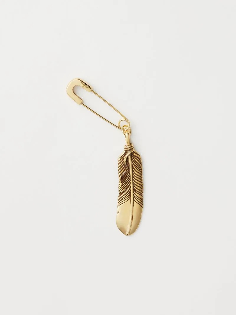 FEATHER CHARM WITH SAFETY PIN - 1