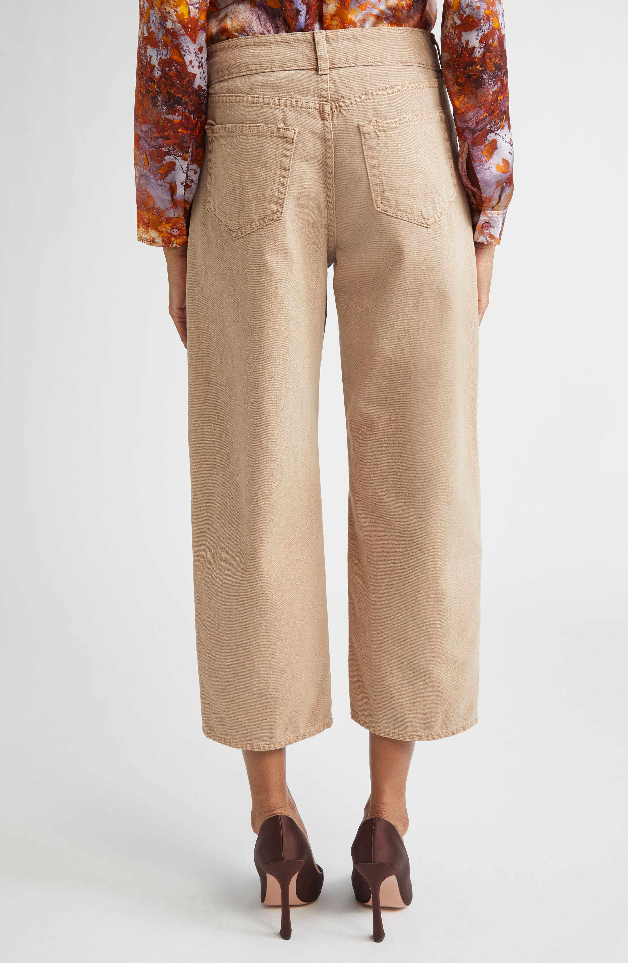 L'AGENCE Liora High Waist Crop Wide Leg Jeans in Dark Cappuccino at Nordstrom - 3