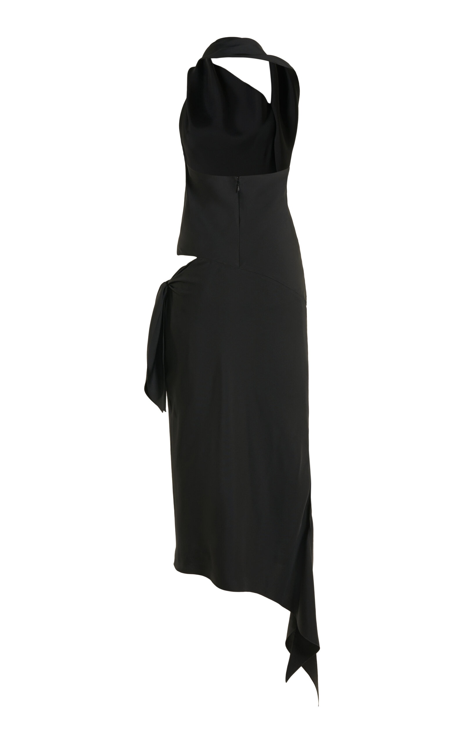 Knot Slash Silk Midi Dress grey - 5