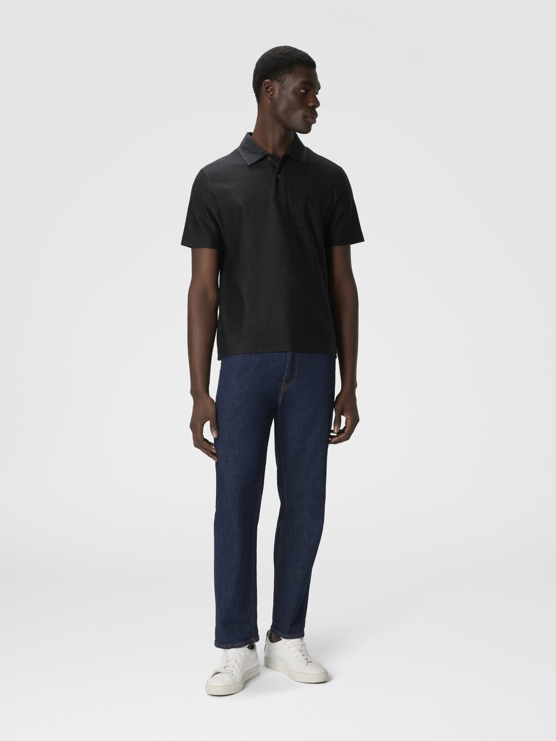 Tonal zigzag cotton jersey polo shirt - 2