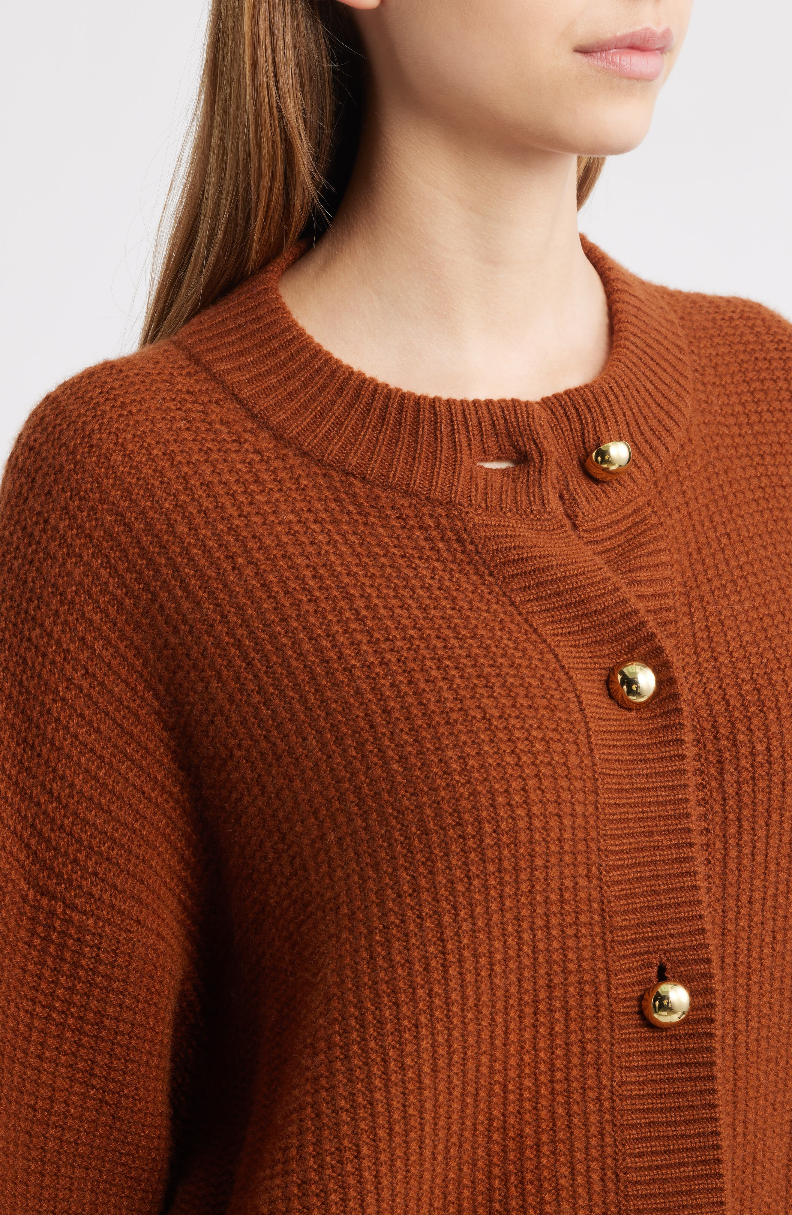 FRAME Wool & Cashmere Cardigan in Rust at Nordstrom - 4