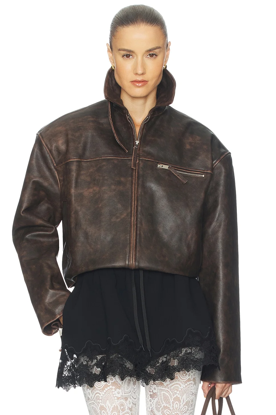 The Leather Oversized Moto Jacket - 1