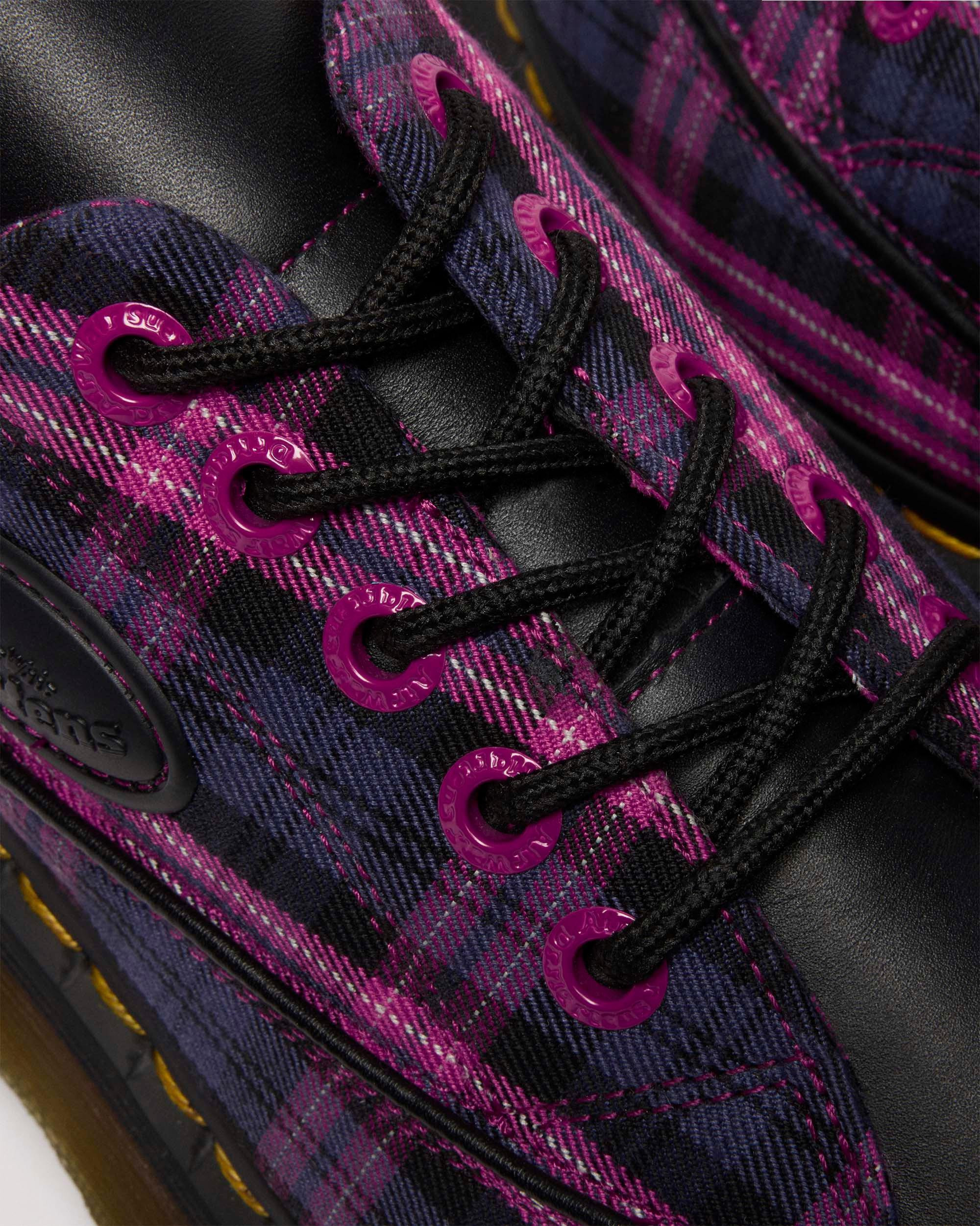 BUZZ 5-EYE TARTAN & LEATHER LACE UP SHOES - 7
