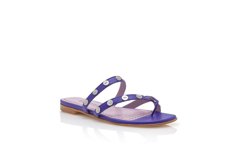 Purple Nappa Leather Flat Sandals 3