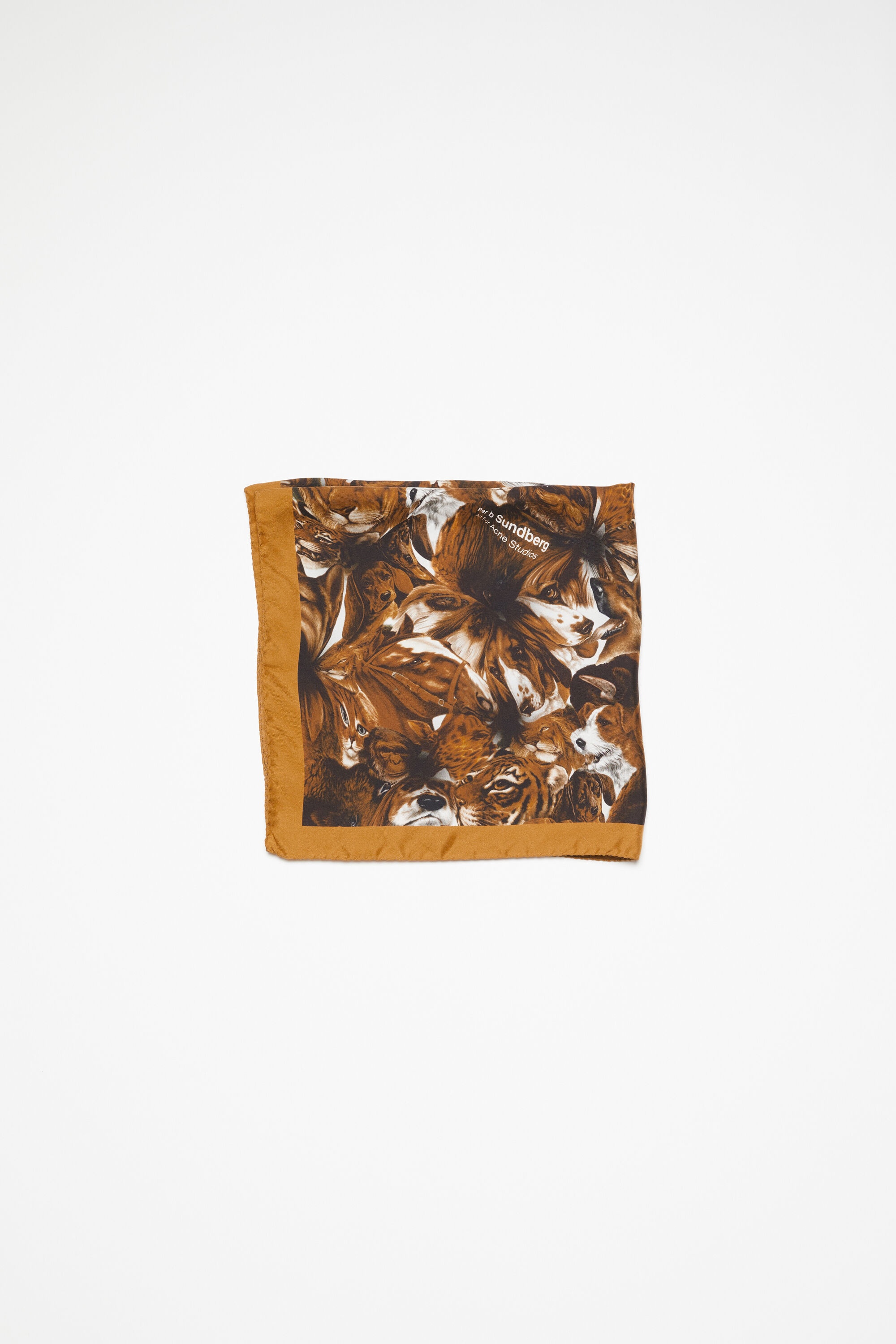 Print silk scarf - Brown - 1