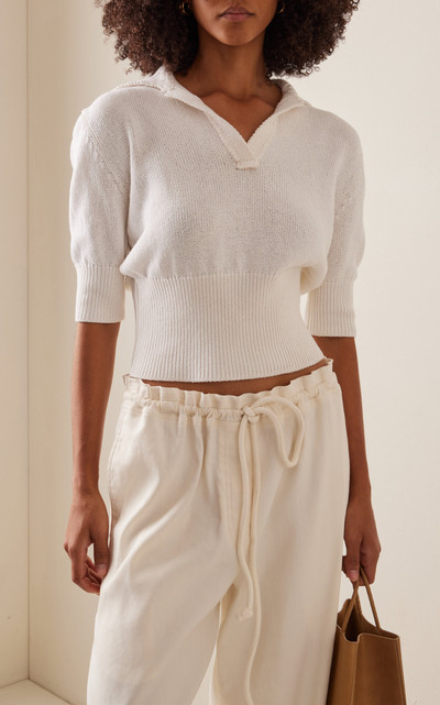 Proenza Schouler Reeve Knit Cotton-Blend Polo Top white outlook