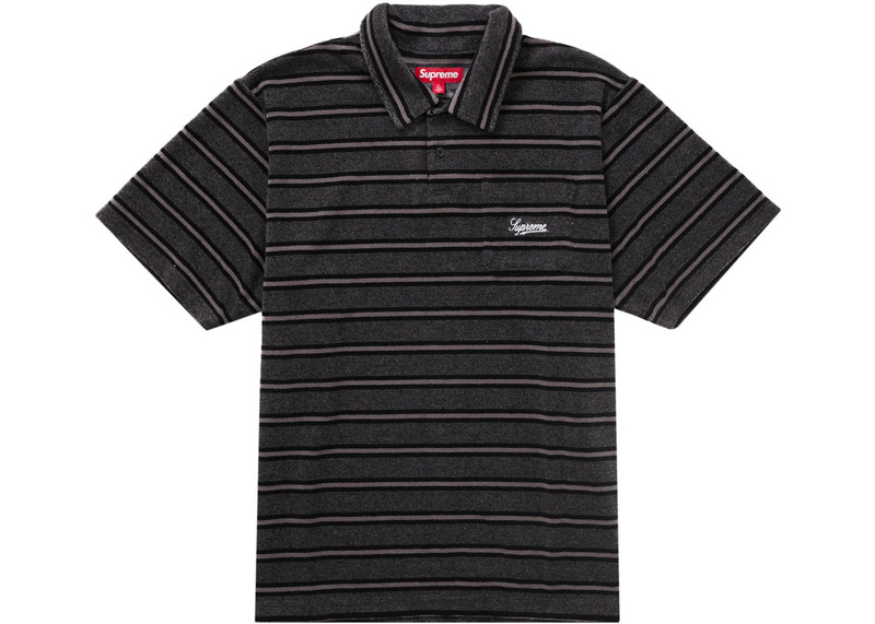 Supreme Stripe Terry S S Polo Black - 1