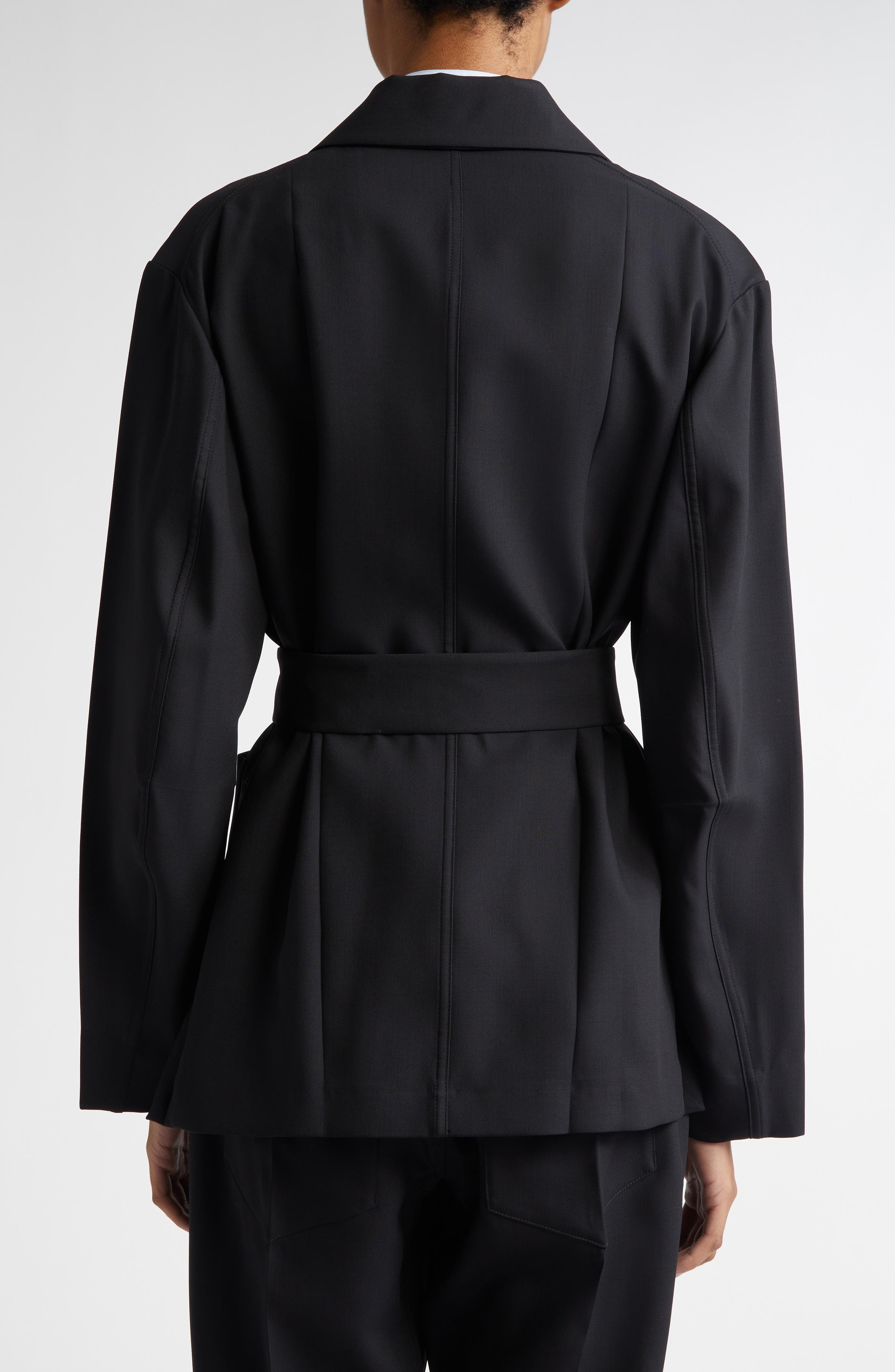 SETCHU Origami Belted Virgin Wool Blend Jacket in Black at Nordstrom - 3
