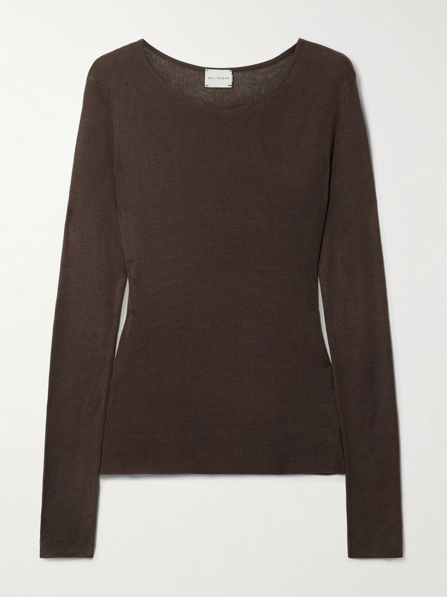 Ribbed-knit T-shirt Dark brown - 1