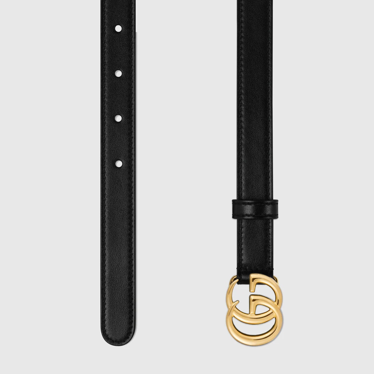 GG Marmont thin leather belt with shiny buckle - 2