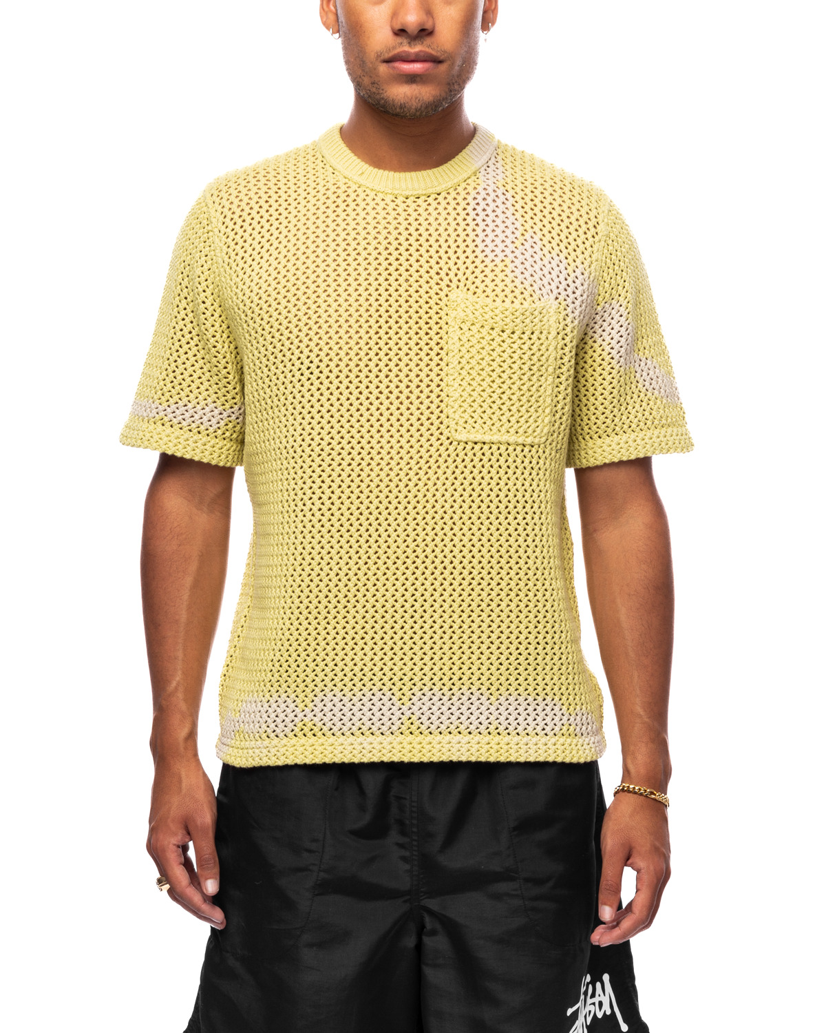 Overdyed Mesh Crew Tie Dye Yellow - 1