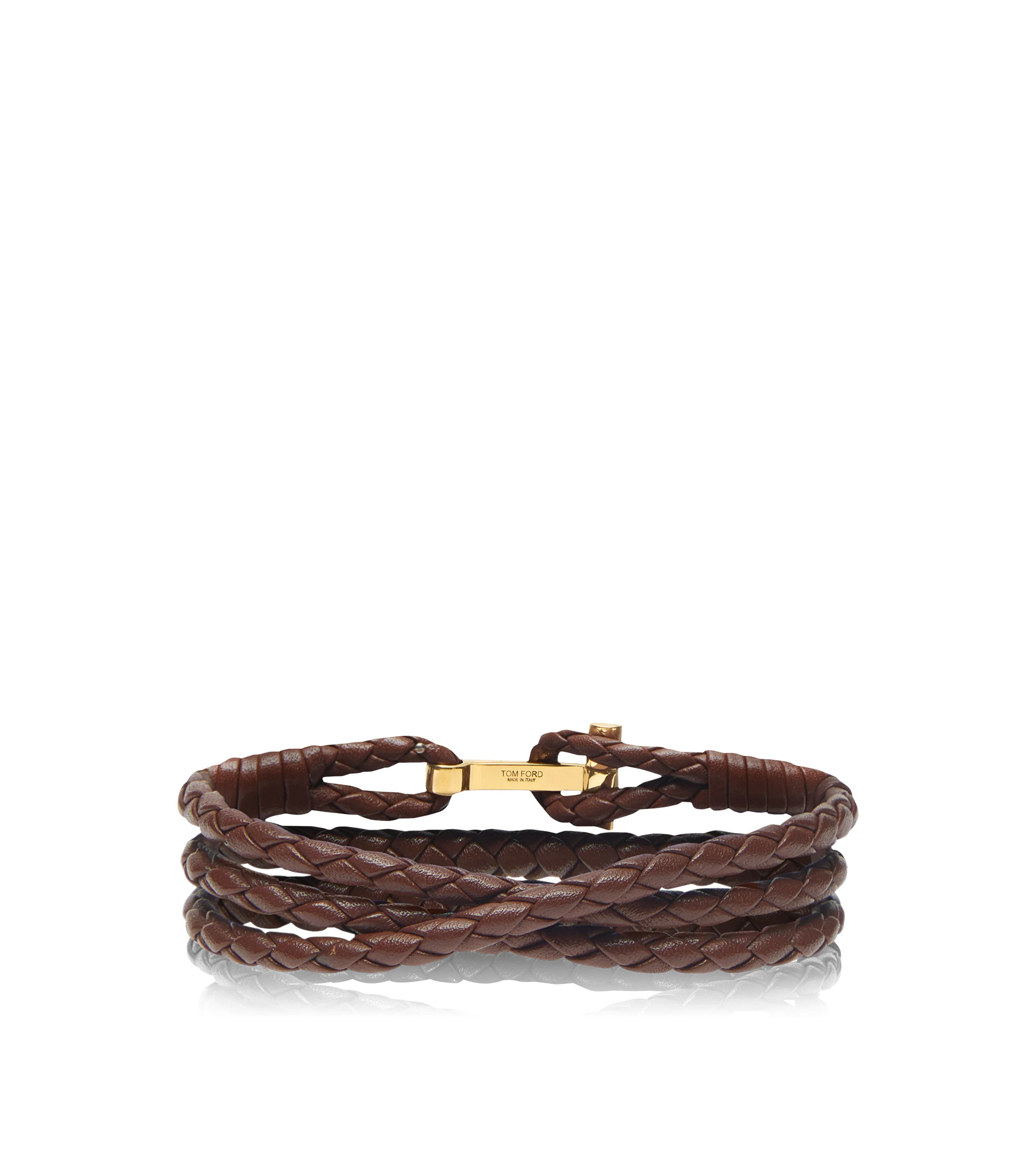 BRAIDED LEATHER T BRACELET - 1