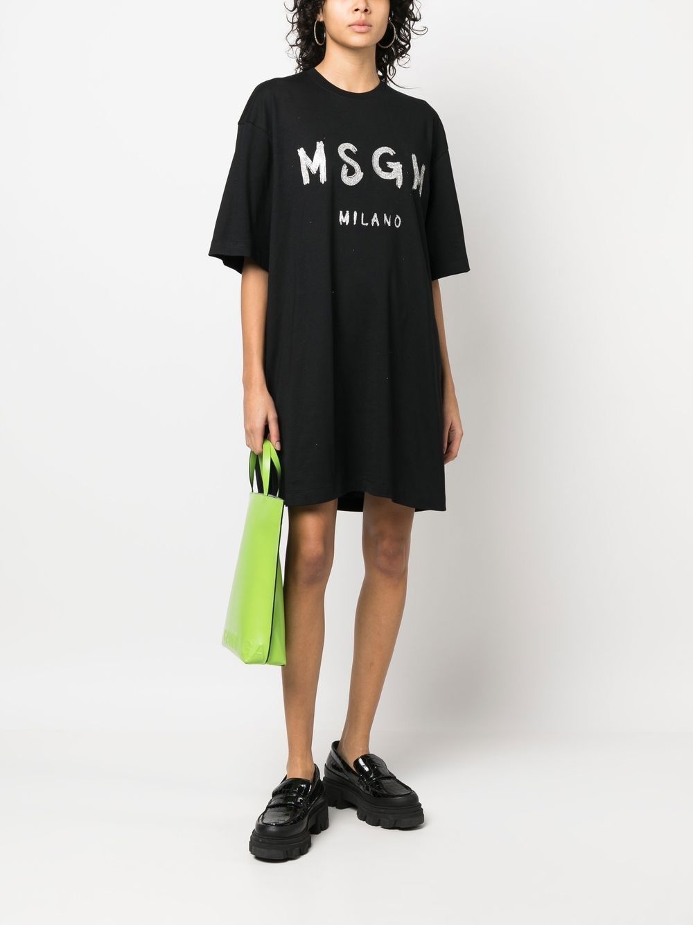 logo-print glitter T-shirt dress - 2