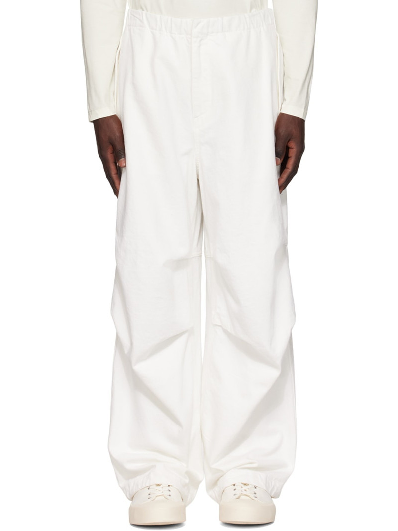 White Drawstring Denim Trousers 1