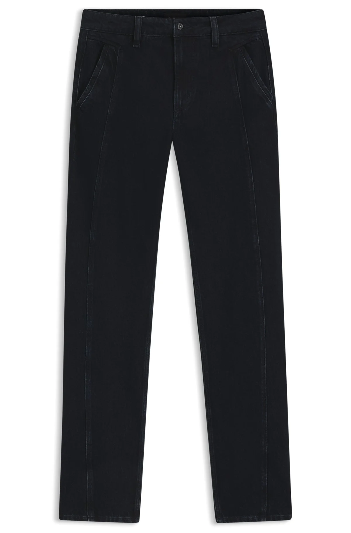 BLUE-BLACK BARREL-LEG JEANS IN SOFT DENIM - 1