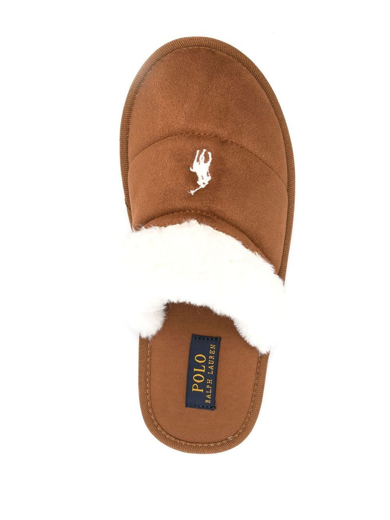 embroidered-logo faux-fur slippers 4